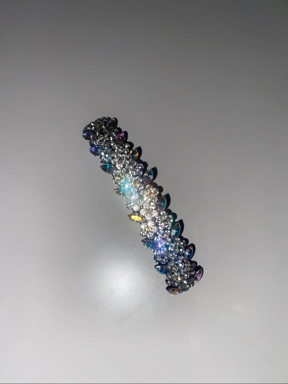 Crystal Embellished Hair Barrette - Iridescent and Black Metal Hair Pin Clip - Picture 3 of 5